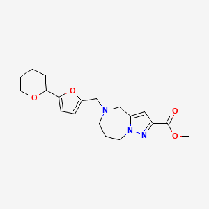 molecular formula C19H25N3O4 B4295036 methyl 5-{[5-(tetrahydro-2H-pyran-2-yl)-2-furyl]methyl}-5,6,7,8-tetrahydro-4H-pyrazolo[1,5-a][1,4]diazepine-2-carboxylate 