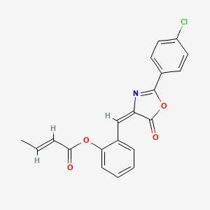 molecular formula C20H14ClNO4 B4295091 2-{[2-(4-chlorophenyl)-5-oxo-1,3-oxazol-4(5H)-ylidene]methyl}phenyl but-2-enoate 