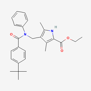 molecular formula C27H32N2O3 B4295097 ethyl 4-{[(4-tert-butylbenzoyl)(phenyl)amino]methyl}-3,5-dimethyl-1H-pyrrole-2-carboxylate 