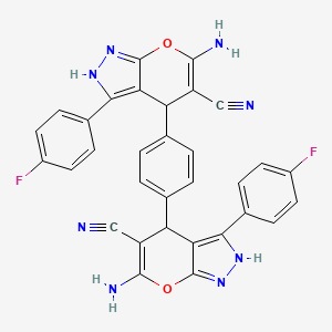molecular formula C32H20F2N8O2 B4295101 4,4'-(1,4-phenylene)bis[6-amino-3-(4-fluorophenyl)-1,4-dihydropyrano[2,3-c]pyrazole-5-carbonitrile] 