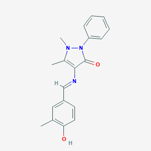 molecular formula C19H19N3O2 B429516 4-[(4-hydroxy-3-methylbenzylidene)amino]-1,5-dimethyl-2-phenyl-1,2-dihydro-3H-pyrazol-3-one 