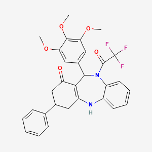 molecular formula C30H27F3N2O5 B4295164 3-phenyl-10-(trifluoroacetyl)-11-(3,4,5-trimethoxyphenyl)-2,3,4,5,10,11-hexahydro-1H-dibenzo[b,e][1,4]diazepin-1-one 