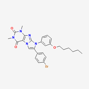 molecular formula C27H28BrN5O3 B4295169 7-(4-bromophenyl)-8-[3-(hexyloxy)phenyl]-1,3-dimethyl-1H-imidazo[2,1-f]purine-2,4(3H,8H)-dione 