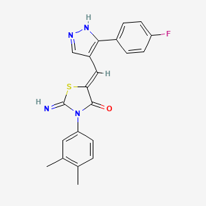 molecular formula C21H17FN4OS B4295286 3-(3,4-dimethylphenyl)-5-{[3-(4-fluorophenyl)-1H-pyrazol-4-yl]methylene}-2-imino-1,3-thiazolidin-4-one 