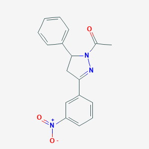 molecular formula C17H15N3O3 B429533 1-acetyl-3-{3-nitrophenyl}-5-phenyl-4,5-dihydro-1H-pyrazole 