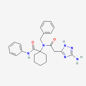 molecular formula C24H28N6O2 B4295376 1-[[(3-amino-1H-1,2,4-triazol-5-yl)acetyl](benzyl)amino]-N-phenylcyclohexanecarboxamide 