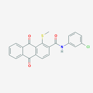 molecular formula C22H14ClNO3S B4295382 N-(3-chlorophenyl)-1-(methylthio)-9,10-dioxo-9,10-dihydroanthracene-2-carboxamide 