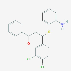 molecular formula C21H17Cl2NOS B429539 3-[(2-Aminophenyl)sulfanyl]-3-(3,4-dichlorophenyl)-1-phenyl-1-propanone 