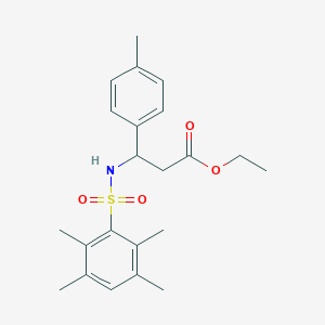 molecular formula C22H29NO4S B4295421 ethyl 3-(4-methylphenyl)-3-{[(2,3,5,6-tetramethylphenyl)sulfonyl]amino}propanoate 