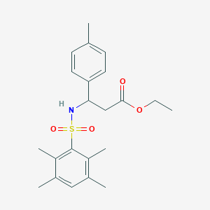 molecular formula C22H29NO4S B4295421 ETHYL 3-(4-METHYLPHENYL)-3-(2,3,5,6-TETRAMETHYLBENZENESULFONAMIDO)PROPANOATE 