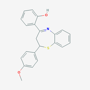molecular formula C22H19NO2S B429543 Phenol, 2-[2,3-dihydro-2-(4-methoxyphenyl)-1,5-benzothiazepin-4-yl]- CAS No. 121405-70-7