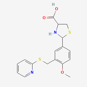 molecular formula C17H18N2O3S2 B4295507 2-{4-methoxy-3-[(pyridin-2-ylthio)methyl]phenyl}-1,3-thiazolidine-4-carboxylic acid 