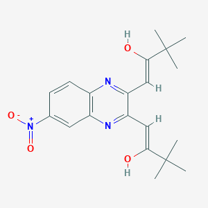 molecular formula C20H25N3O4 B4295515 1-[(2Z,3Z)-3-(3,3-DIMETHYL-2-OXOBUTYLIDENE)-7-NITRO-1,2,3,4-TETRAHYDROQUINOXALIN-2-YLIDENE]-3,3-DIMETHYLBUTAN-2-ONE 