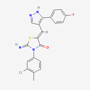 molecular formula C20H14ClFN4OS B4295520 3-(3-chloro-4-methylphenyl)-5-{[3-(4-fluorophenyl)-1H-pyrazol-4-yl]methylene}-2-imino-1,3-thiazolidin-4-one 