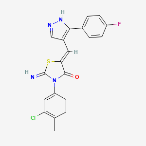 molecular formula C20H14ClFN4OS B4295520 (5Z)-3-(3-chloro-4-methylphenyl)-5-{[3-(4-fluorophenyl)-1H-pyrazol-4-yl]methylidene}-2-imino-1,3-thiazolidin-4-one 