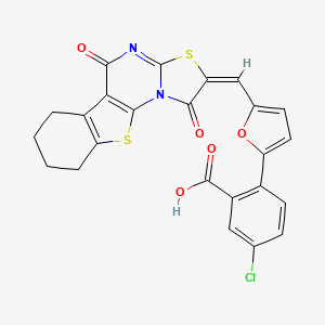 molecular formula C24H15ClN2O5S2 B4295524 5-chloro-2-{5-[(1,5-dioxo-6,7,8,9-tetrahydro-5H-[1]benzothieno[3,2-e][1,3]thiazolo[3,2-a]pyrimidin-2(1H)-ylidene)methyl]-2-furyl}benzoic acid 