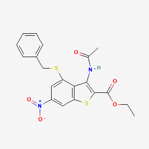 molecular formula C20H18N2O5S2 B4295534 ethyl 3-(acetylamino)-4-(benzylthio)-6-nitro-1-benzothiophene-2-carboxylate 