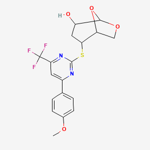 2-{[4-(4-methoxyphenyl)-6-(trifluoromethyl)pyrimidin-2-yl]thio}-6,8-dioxabicyclo[3.2.1]octan-4-ol