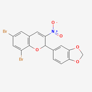 molecular formula C16H9Br2NO5 B4295569 2-(1,3-benzodioxol-5-yl)-6,8-dibromo-3-nitro-2H-chromene 