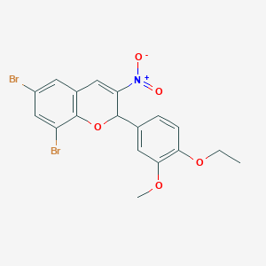 molecular formula C18H15Br2NO5 B4295576 6,8-dibromo-2-(4-ethoxy-3-methoxyphenyl)-3-nitro-2H-chromene 