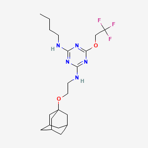 molecular formula C21H32F3N5O2 B4295609 N-[2-(1-adamantyloxy)ethyl]-N'-butyl-6-(2,2,2-trifluoroethoxy)-1,3,5-triazine-2,4-diamine 