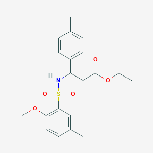 ethyl 3-{[(2-methoxy-5-methylphenyl)sulfonyl]amino}-3-(4-methylphenyl)propanoate