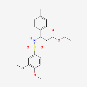 molecular formula C20H25NO6S B4295665 ethyl 3-{[(3,4-dimethoxyphenyl)sulfonyl]amino}-3-(4-methylphenyl)propanoate 