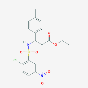 ethyl 3-{[(2-chloro-5-nitrophenyl)sulfonyl]amino}-3-(4-methylphenyl)propanoate
