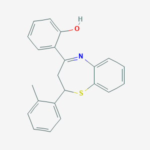 molecular formula C22H19NOS B429568 2-[2-(2-Methylphenyl)-2,3-dihydro-1,5-benzothiazepin-4-yl]phenol 