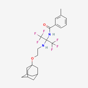 molecular formula C23H28F6N2O2 B4295707 N-[1-{[2-(1-adamantyloxy)ethyl]amino}-2,2,2-trifluoro-1-(trifluoromethyl)ethyl]-3-methylbenzamide 