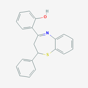 molecular formula C21H17NOS B429571 2-(2-Phenyl-2,3-dihydro-1,5-benzothiazepin-4-yl)phenol 