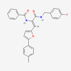 molecular formula C28H23FN2O3 B4295719 N-{1-{[(4-fluorobenzyl)amino]carbonyl}-2-[5-(4-methylphenyl)-2-furyl]vinyl}benzamide 