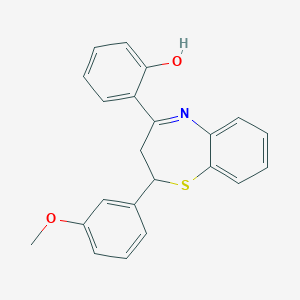 molecular formula C22H19NO2S B429572 2-[2-(3-Methoxyphenyl)-2,3-dihydro-1,5-benzothiazepin-4-yl]phenol 