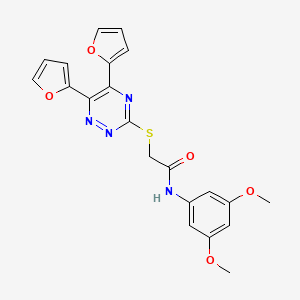 molecular formula C21H18N4O5S B4295724 2-[(5,6-di-2-furyl-1,2,4-triazin-3-yl)thio]-N-(3,5-dimethoxyphenyl)acetamide 