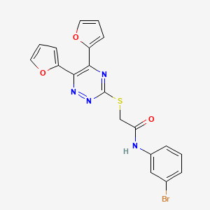 molecular formula C19H13BrN4O3S B4295726 N-(3-bromophenyl)-2-[(5,6-di-2-furyl-1,2,4-triazin-3-yl)thio]acetamide 
