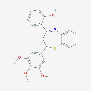 molecular formula C24H23NO4S B429573 2-[2-(3,4,5-Trimethoxyphenyl)-2,3-dihydro-1,5-benzothiazepin-4-yl]phenol 
