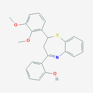 molecular formula C23H21NO3S B429574 2-[2-(2,3-Dimethoxyphenyl)-2,3-dihydro-1,5-benzothiazepin-4-yl]phenol 