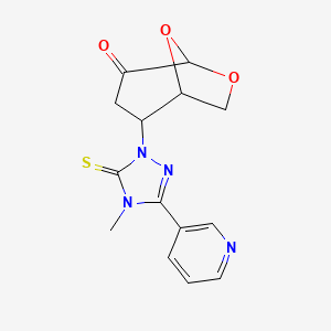 molecular formula C14H14N4O3S B4295740 2-(4-methyl-3-pyridin-3-yl-5-thioxo-4,5-dihydro-1H-1,2,4-triazol-1-yl)-6,8-dioxabicyclo[3.2.1]octan-4-one 