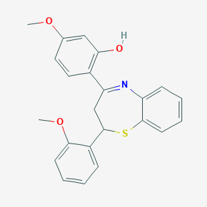 molecular formula C23H21NO3S B429575 5-Methoxy-2-[2-(2-methoxyphenyl)-2,3-dihydro-1,5-benzothiazepin-4-yl]phenol 