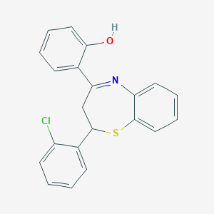molecular formula C21H16ClNOS B429577 2-[2-(2-Chlorophenyl)-2,3-dihydro-1,5-benzothiazepin-4-yl]phenol 