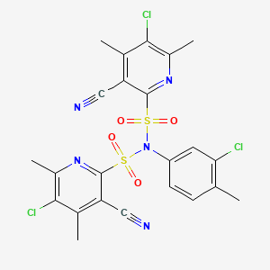 molecular formula C23H18Cl3N5O4S2 B4295771 5-chloro-N-[(5-chloro-3-cyano-4,6-dimethylpyridin-2-yl)sulfonyl]-N-(3-chloro-4-methylphenyl)-3-cyano-4,6-dimethylpyridine-2-sulfonamide 