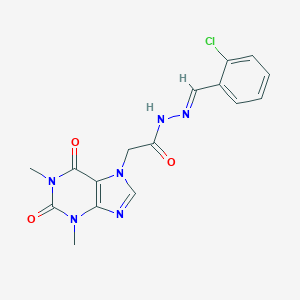 molecular formula C16H15ClN6O3 B429578 N'-[(E)-(2-chlorophenyl)methylidene]-2-(1,3-dimethyl-2,6-dioxo-1,2,3,6-tetrahydro-7H-purin-7-yl)acetohydrazide CAS No. 352656-24-7