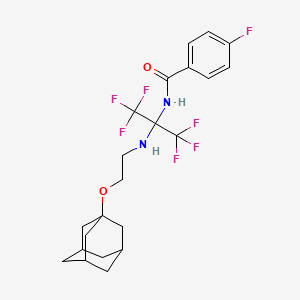 molecular formula C22H25F7N2O2 B4295781 N-[1-{[2-(1-adamantyloxy)ethyl]amino}-2,2,2-trifluoro-1-(trifluoromethyl)ethyl]-4-fluorobenzamide 