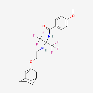 molecular formula C23H28F6N2O3 B4295784 N-[1-{[2-(1-adamantyloxy)ethyl]amino}-2,2,2-trifluoro-1-(trifluoromethyl)ethyl]-4-methoxybenzamide 