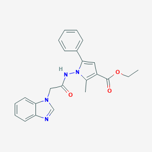 molecular formula C23H22N4O3 B429580 ethyl 1-[(1H-benzimidazol-1-ylacetyl)amino]-2-methyl-5-phenyl-1H-pyrrole-3-carboxylate 