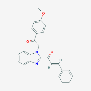 molecular formula C25H20N2O3 B429581 1-{1-[2-(4-methoxyphenyl)-2-oxoethyl]-1H-benzimidazol-2-yl}-3-phenyl-2-propen-1-one 