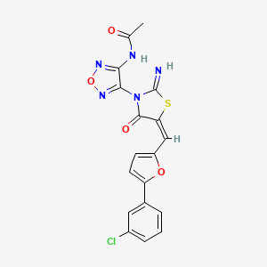 molecular formula C18H12ClN5O4S B4295820 N-[4-(5-{[5-(3-chlorophenyl)-2-furyl]methylene}-2-imino-4-oxo-1,3-thiazolidin-3-yl)-1,2,5-oxadiazol-3-yl]acetamide 