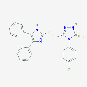 molecular formula C24H18ClN5S2 B429583 4-(4-chlorophenyl)-5-{[(4,5-diphenyl-1H-imidazol-2-yl)sulfanyl]methyl}-2,4-dihydro-3H-1,2,4-triazole-3-thione 