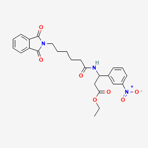 molecular formula C25H27N3O7 B4295847 ethyl 3-{[6-(1,3-dioxo-1,3-dihydro-2H-isoindol-2-yl)hexanoyl]amino}-3-(3-nitrophenyl)propanoate 