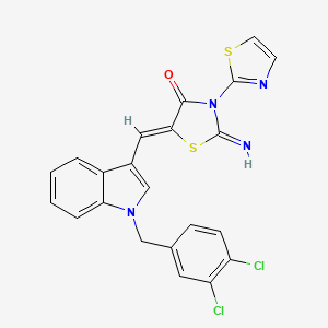 molecular formula C22H14Cl2N4OS2 B4295857 5-{[1-(3,4-dichlorobenzyl)-1H-indol-3-yl]methylene}-2-imino-3-(1,3-thiazol-2-yl)-1,3-thiazolidin-4-one 